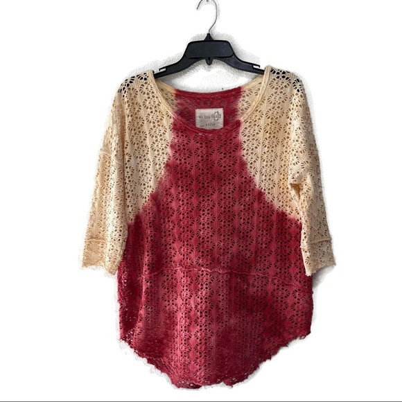 FREE PEOPLE We The Free Crochet Love Raglan Pink - Picture 3 of 5